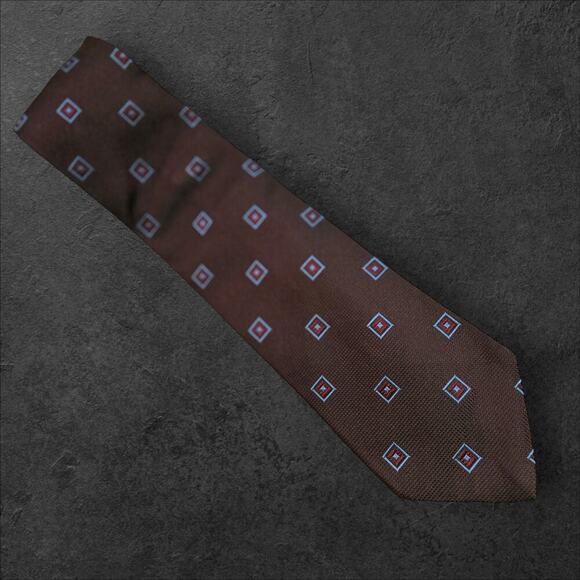 Men's Silk Tie Ermenegildo Zegna Geometric 100% Italian Silk Professional Tie - Picture 1 of 3